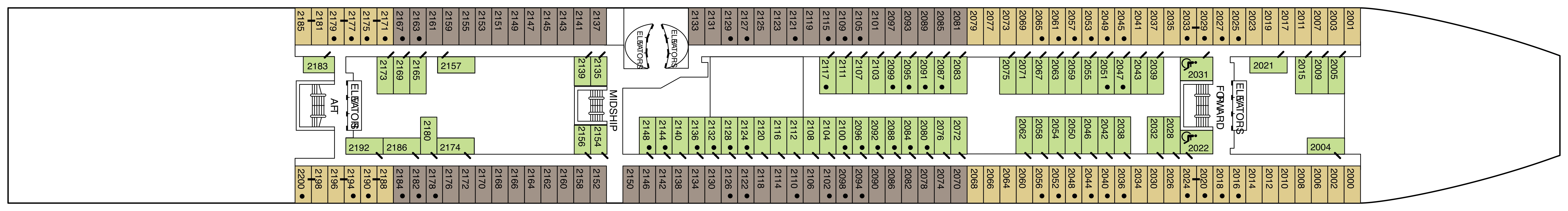 Celebrity Millennium, Deck 2: official cabin and venue layout