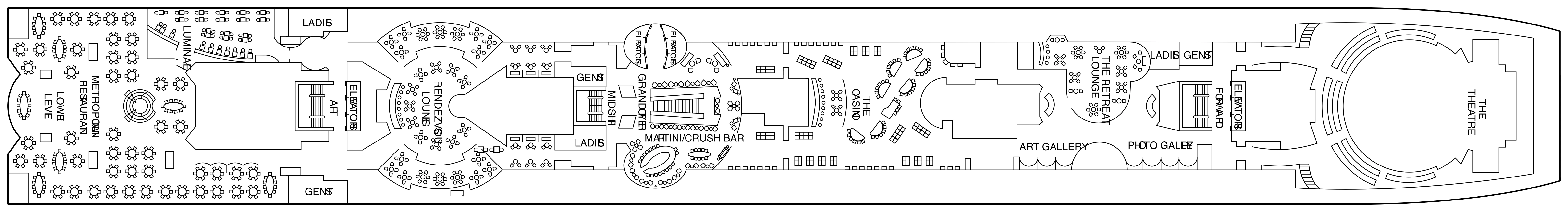 Celebrity Millennium, Deck 4: official cabin and venue layout