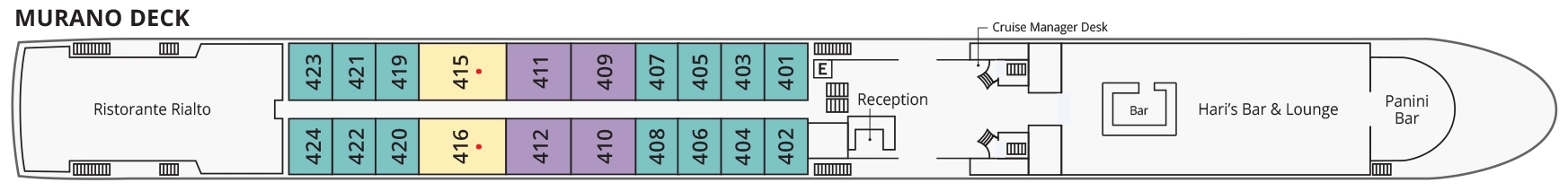S.S. La Venezia, Deck 3: official cabin and venue layout