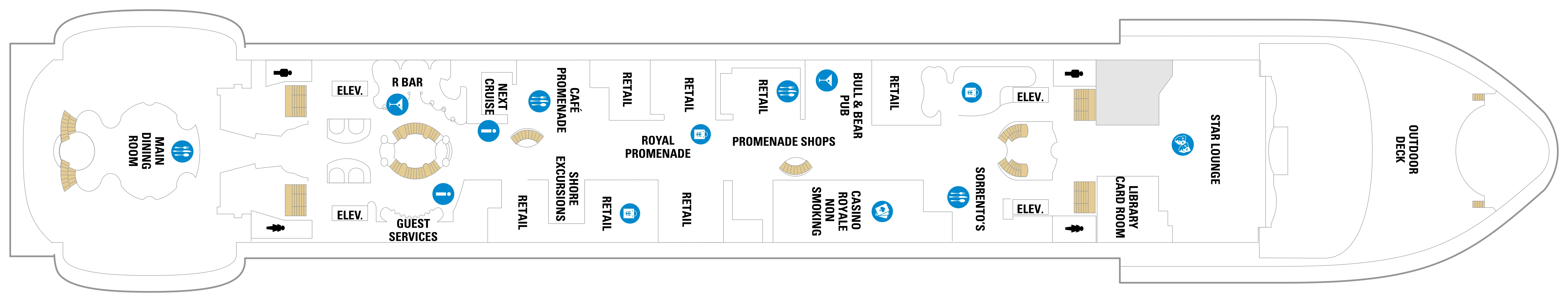 Freedom of the Seas, Deck 5: official cabin and venue layout