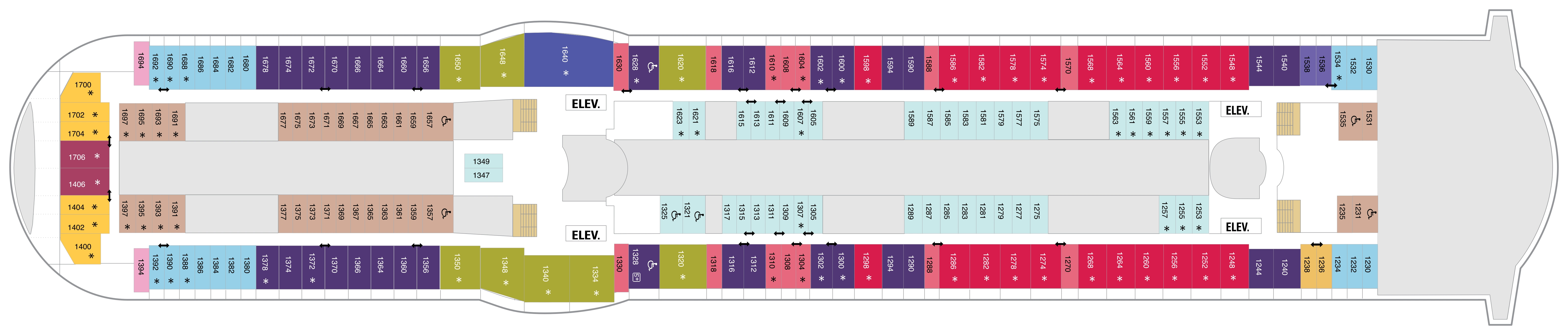 Freedom of the Seas, Deck 10: official cabin and venue layout