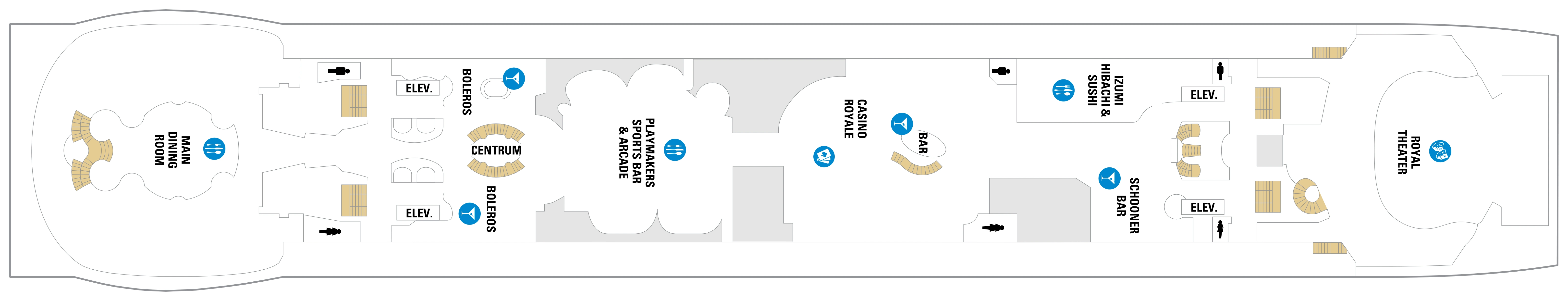 Freedom of the Seas, Deck 4: official cabin and venue layout