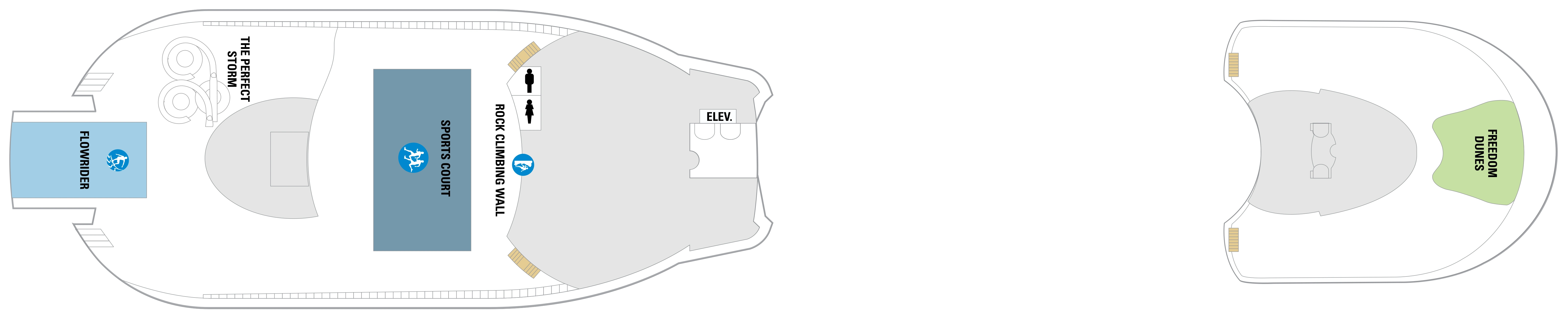 Freedom of the Seas, Deck 13: official cabin and venue layout