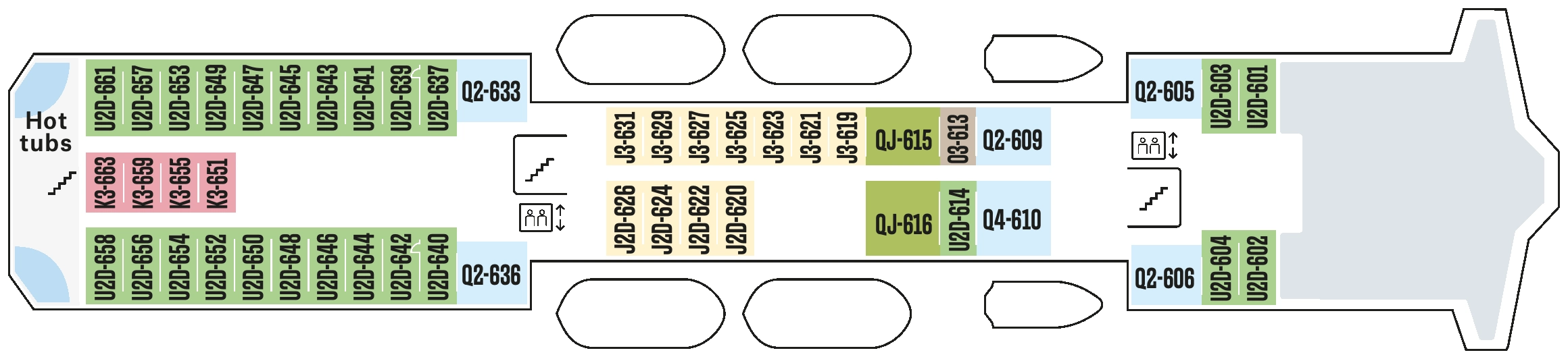 Nordnorge, Deck 6: official cabin and venue layout