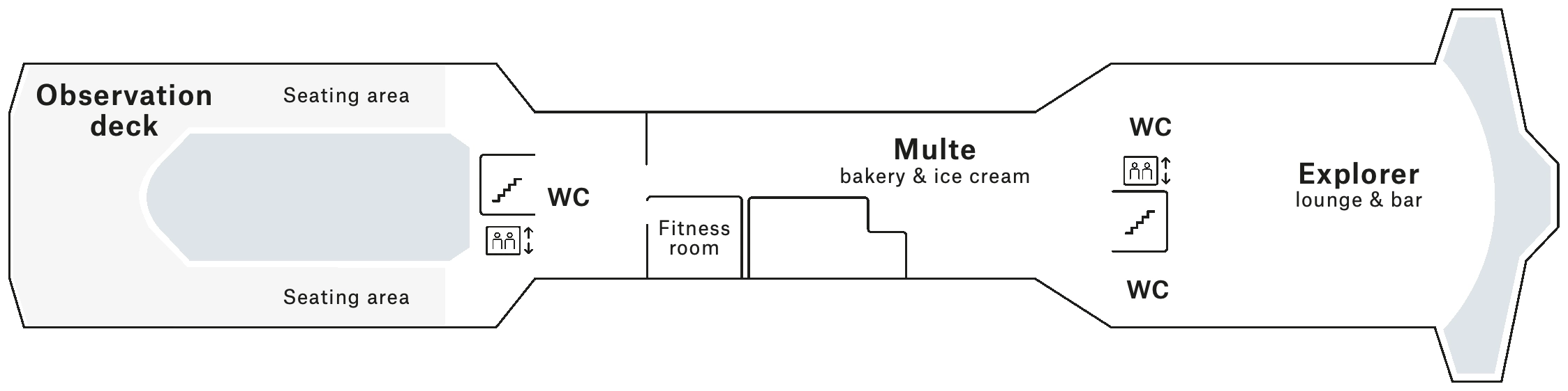Nordnorge, Deck 7: official cabin and venue layout