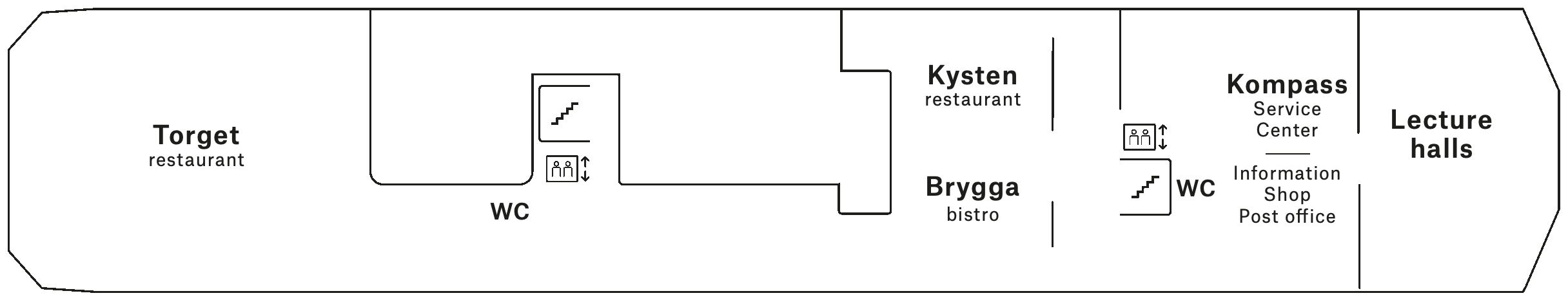 Nordnorge, Deck 4: official cabin and venue layout