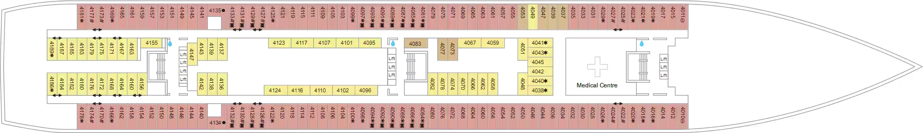 Marella Voyager, Deck 4: official cabin and venue layout