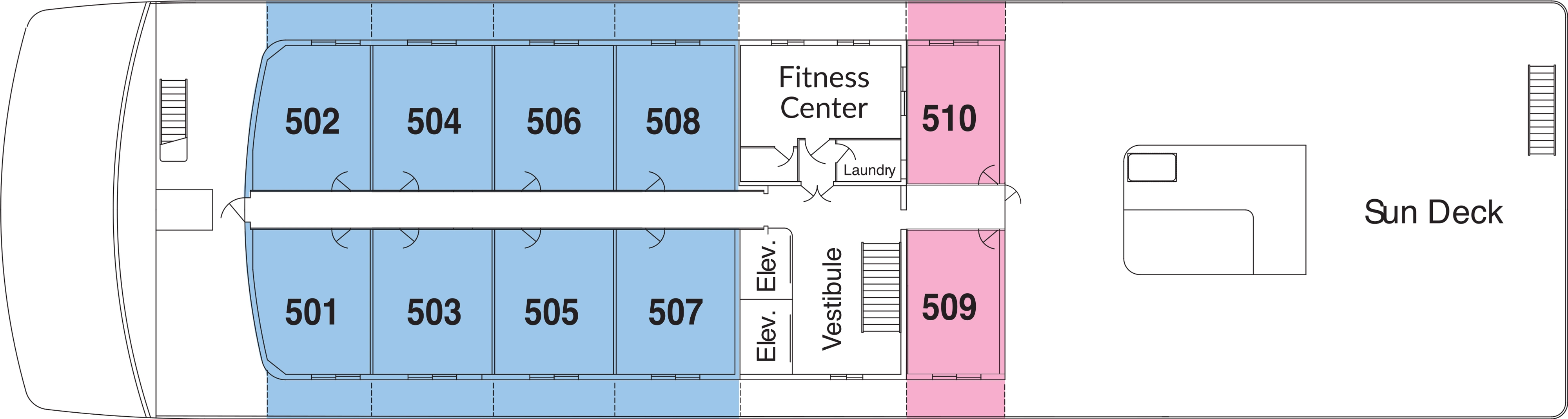 American Constitution, Deck 5: official cabin and venue layout