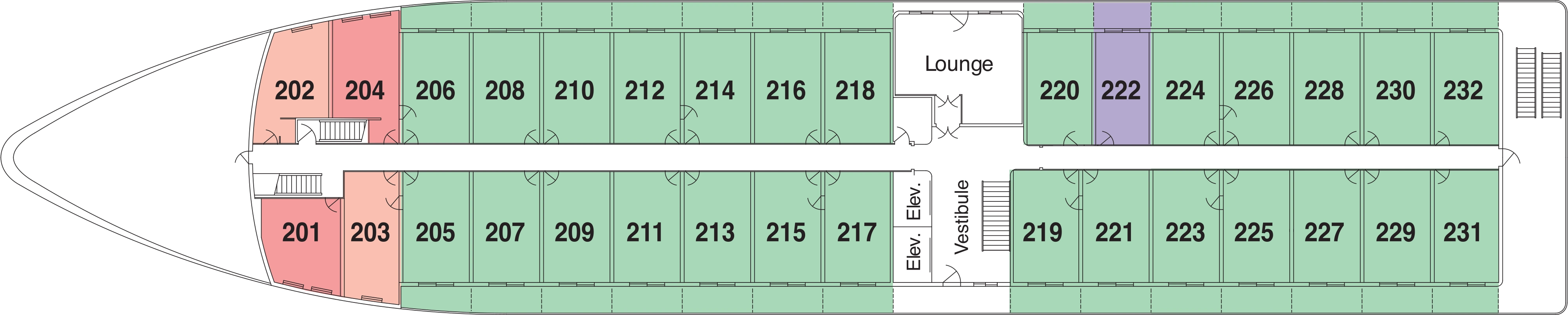American Constitution, Deck 2: official cabin and venue layout