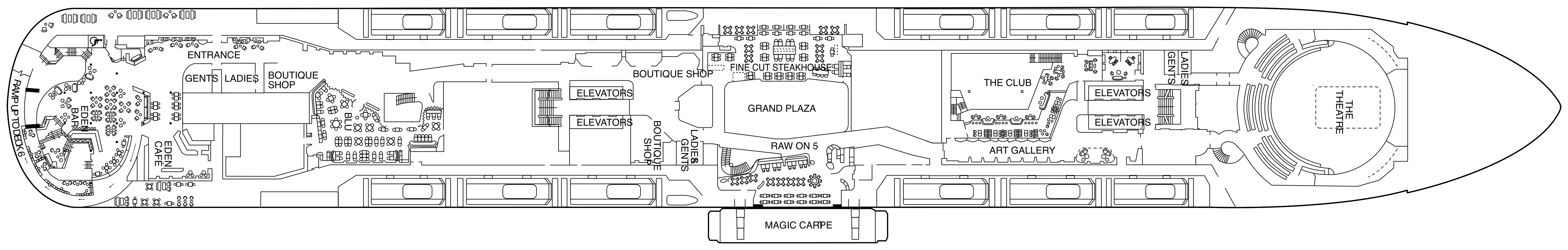 Celebrity Apex, Deck 5: official cabin and venue layout