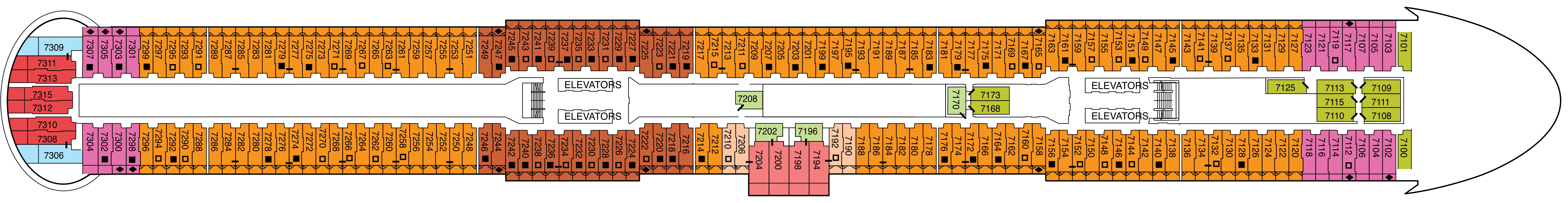 Celebrity Apex, Deck 7: official cabin and venue layout