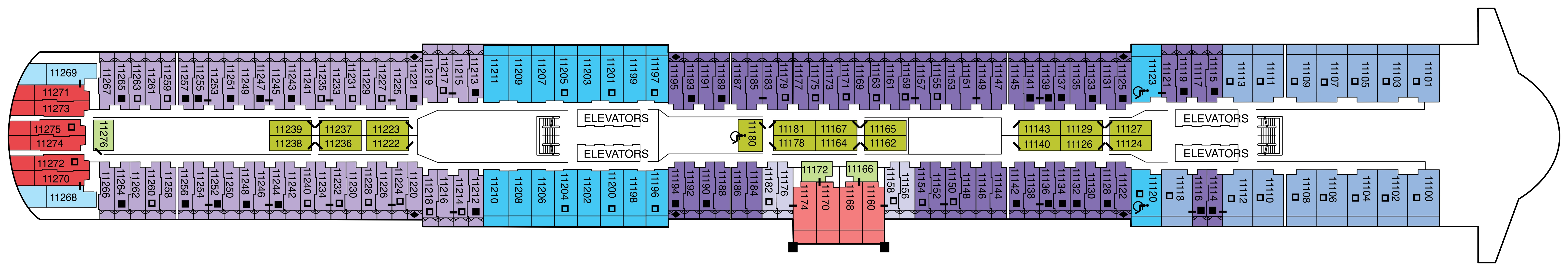 Celebrity Apex, Deck 11: official cabin and venue layout
