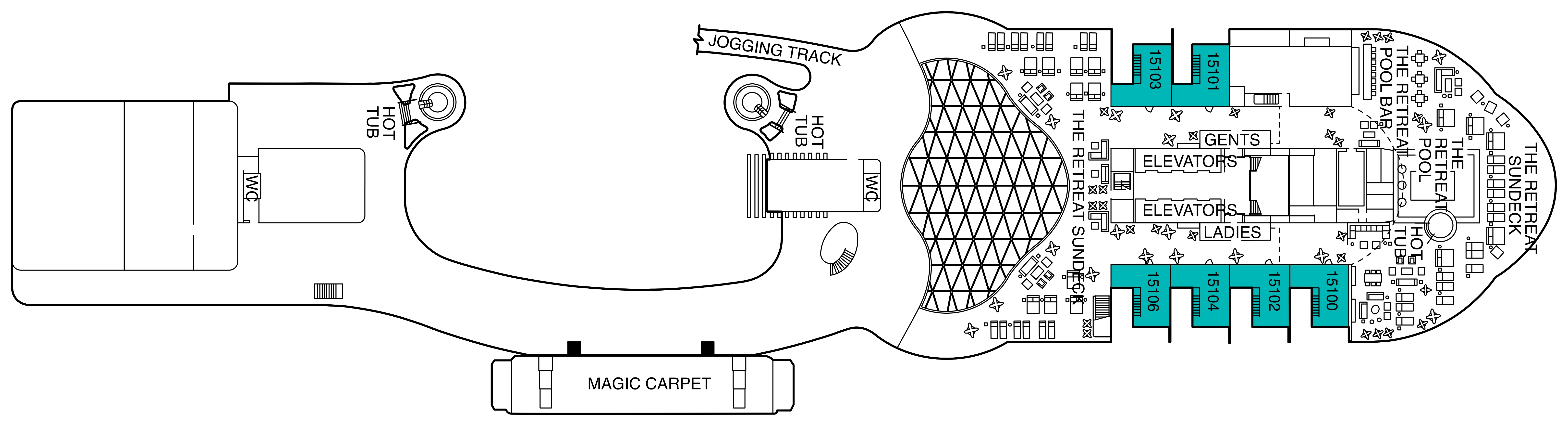 Celebrity Apex, Deck 16: official cabin and venue layout