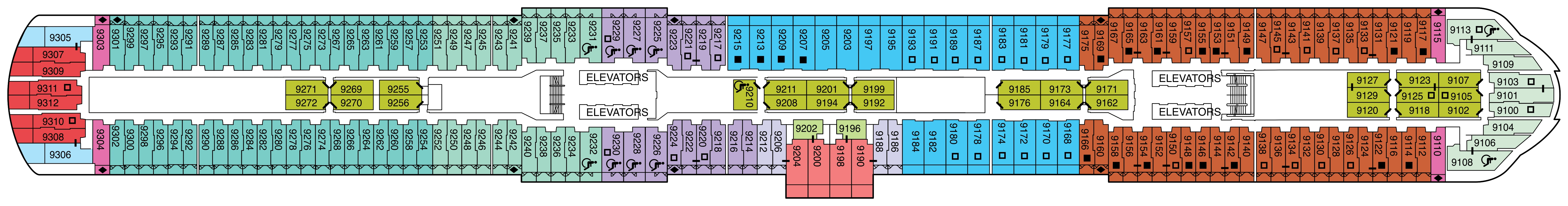Celebrity Apex, Deck 9: official cabin and venue layout