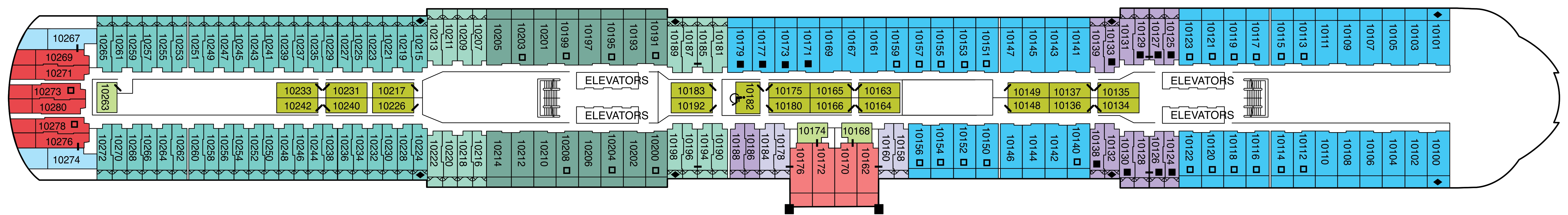 Celebrity Apex, Deck 10: official cabin and venue layout