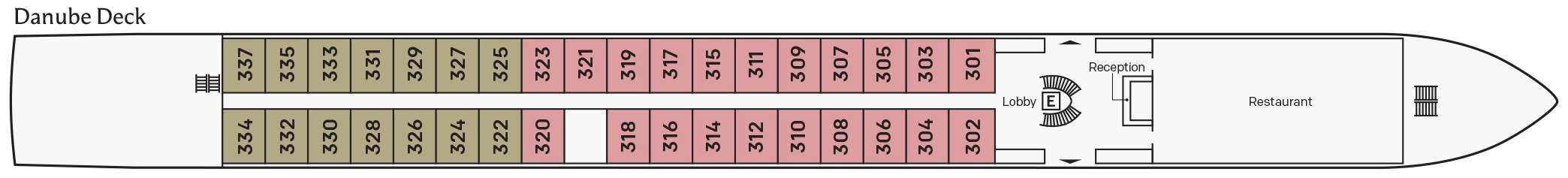 S.S. Clara, Deck 2: official cabin and venue layout