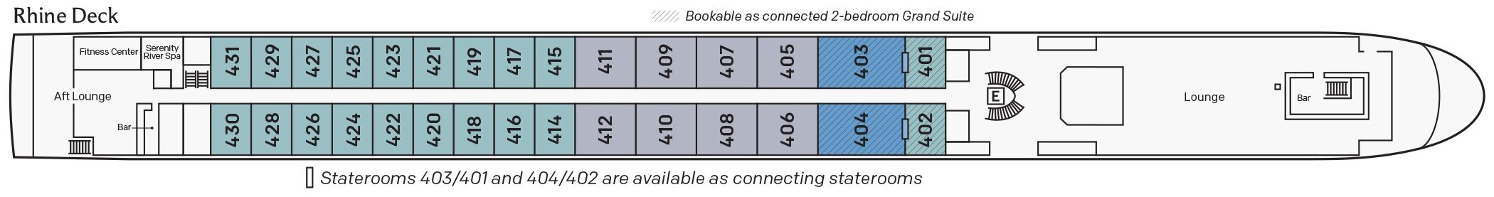 S.S. Clara, Deck 3: official cabin and venue layout