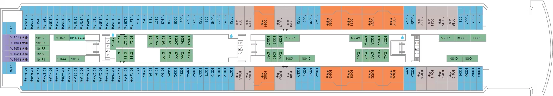 Marella Explorer, Deck 10: official cabin and venue layout