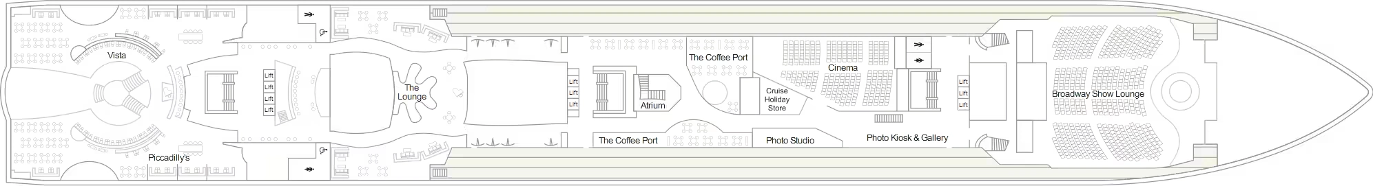 Marella Explorer, Deck 6: official cabin and venue layout