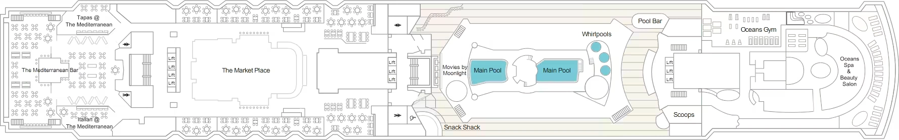 Marella Explorer, Deck 11: official cabin and venue layout
