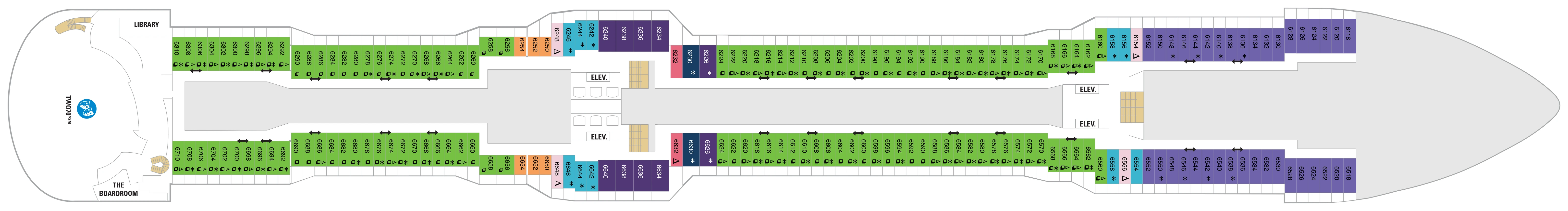 Odyssey of the Seas, Deck 6: official cabin and venue layout
