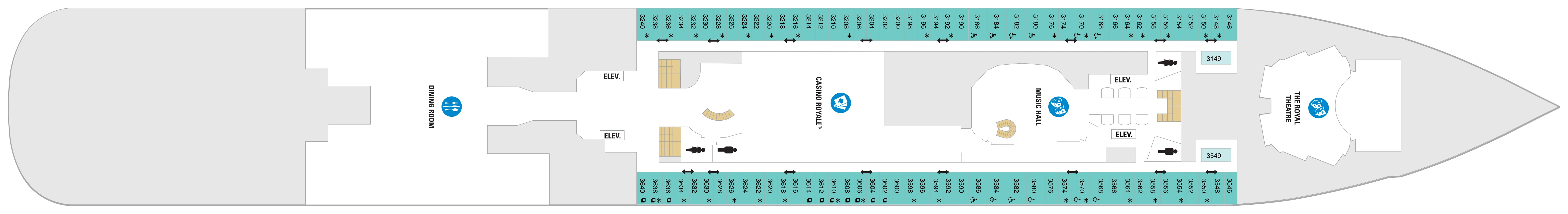Odyssey of the Seas, Deck 3: official cabin and venue layout