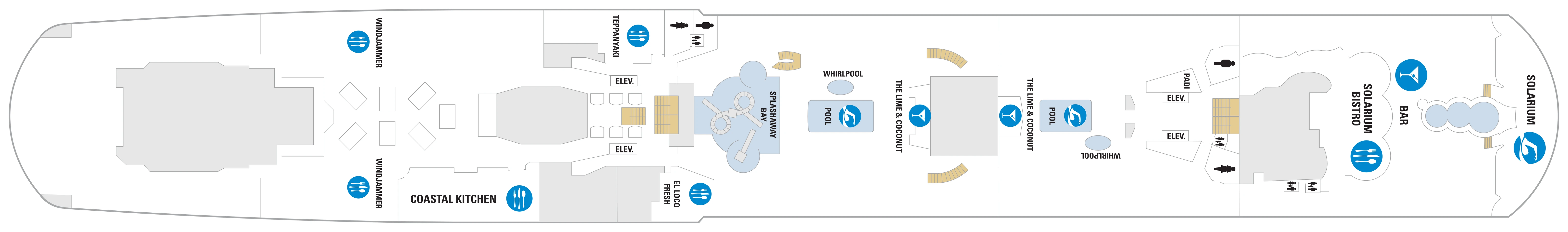Odyssey of the Seas, Deck 14: official cabin and venue layout