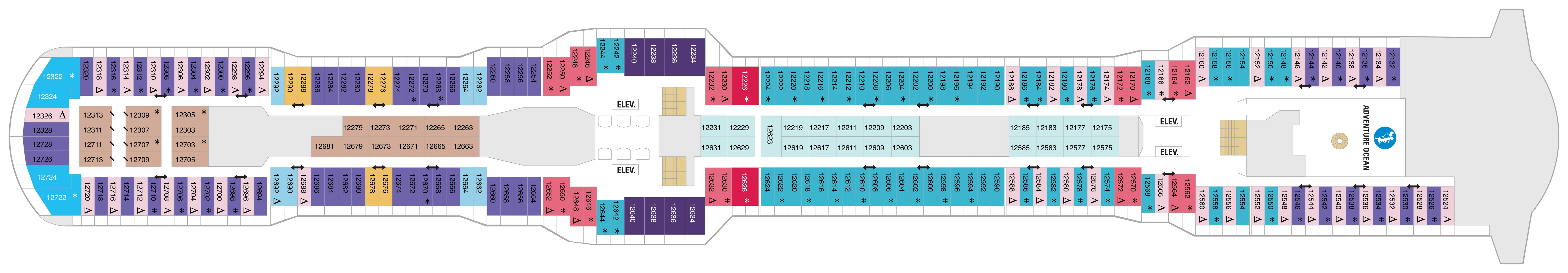 Odyssey of the Seas, Deck 12: official cabin and venue layout
