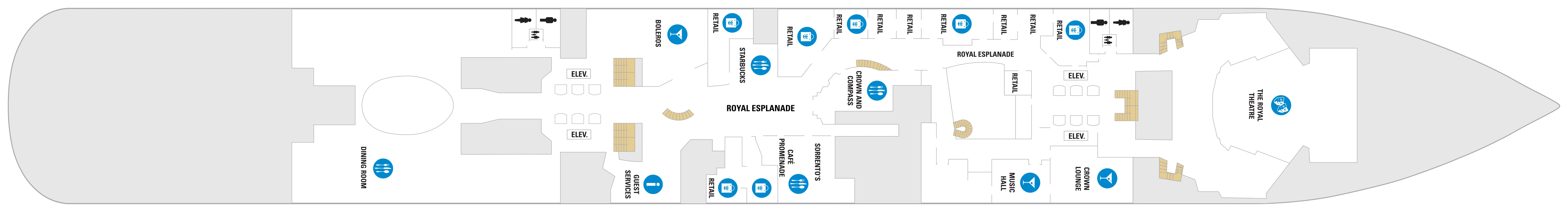 Odyssey of the Seas, Deck 4: official cabin and venue layout