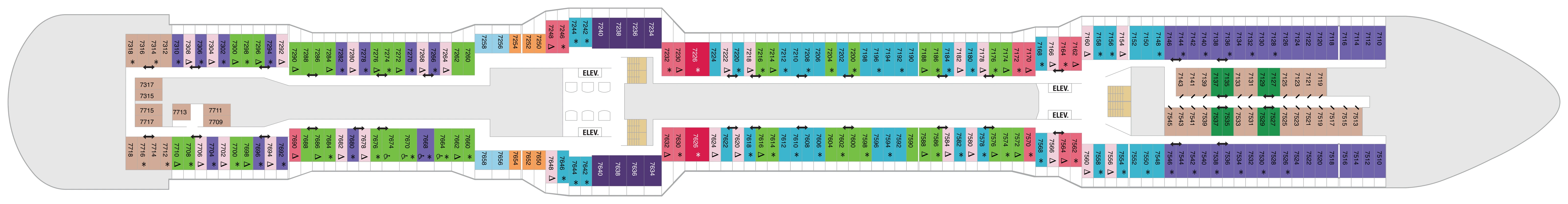 Odyssey of the Seas, Deck 7: official cabin and venue layout