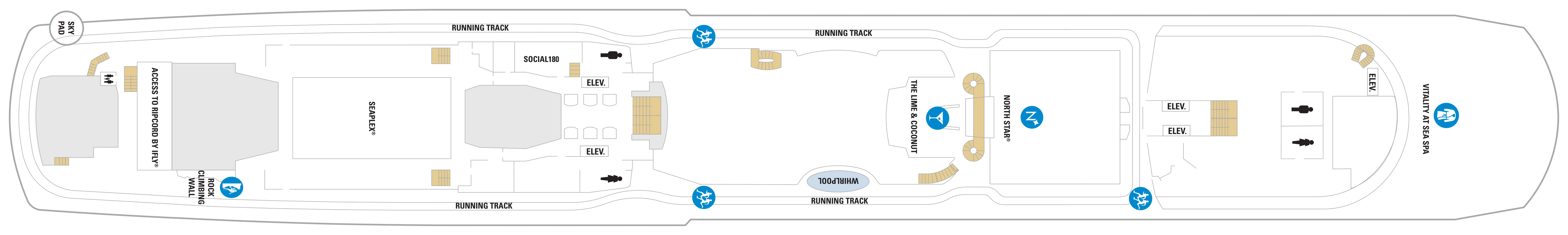 Odyssey of the Seas, Deck 15: official cabin and venue layout