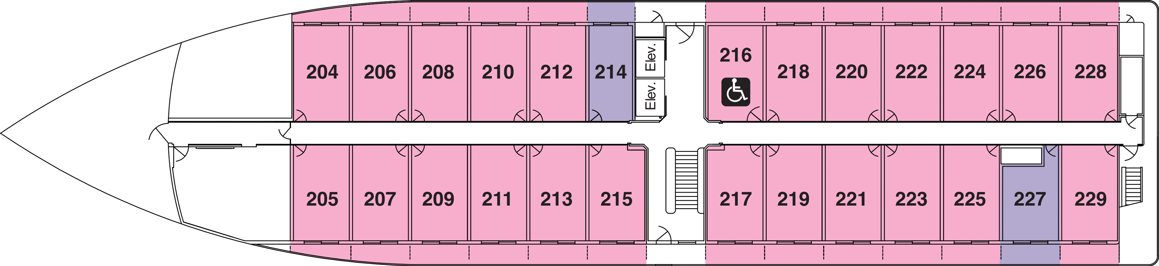 American Navigator, Deck 2: official cabin and venue layout
