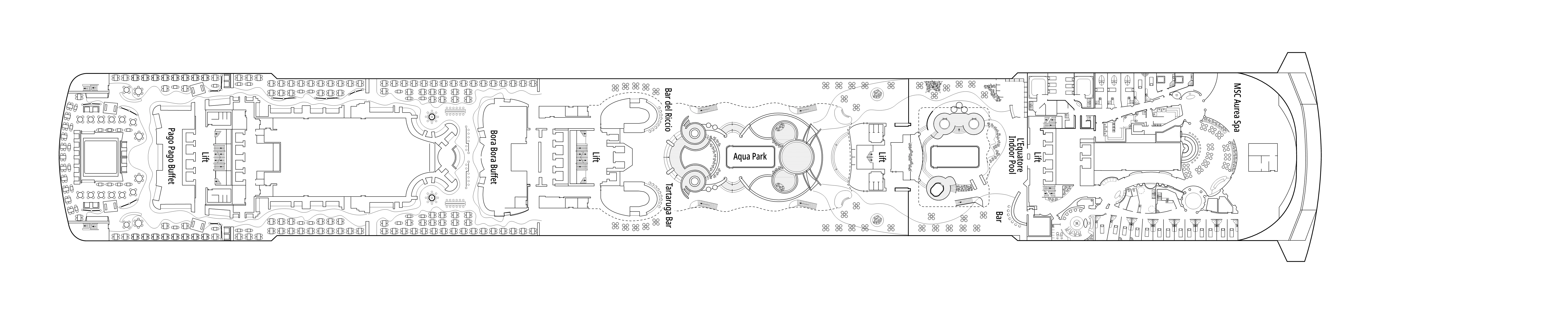 MSC Splendida, Deck 14: official cabin and venue layout