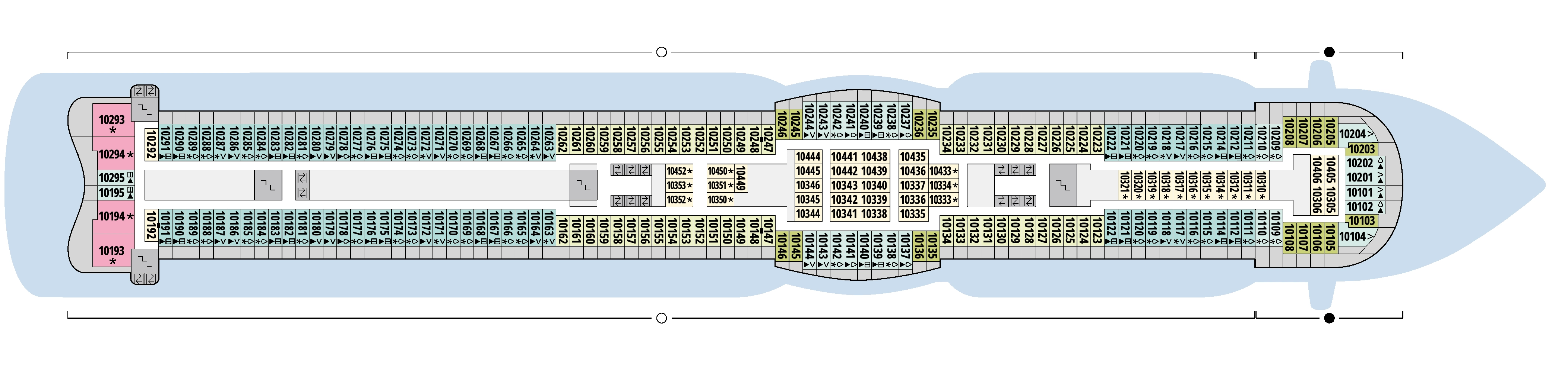 AIDAperla, Deck 10: official cabin and venue layout