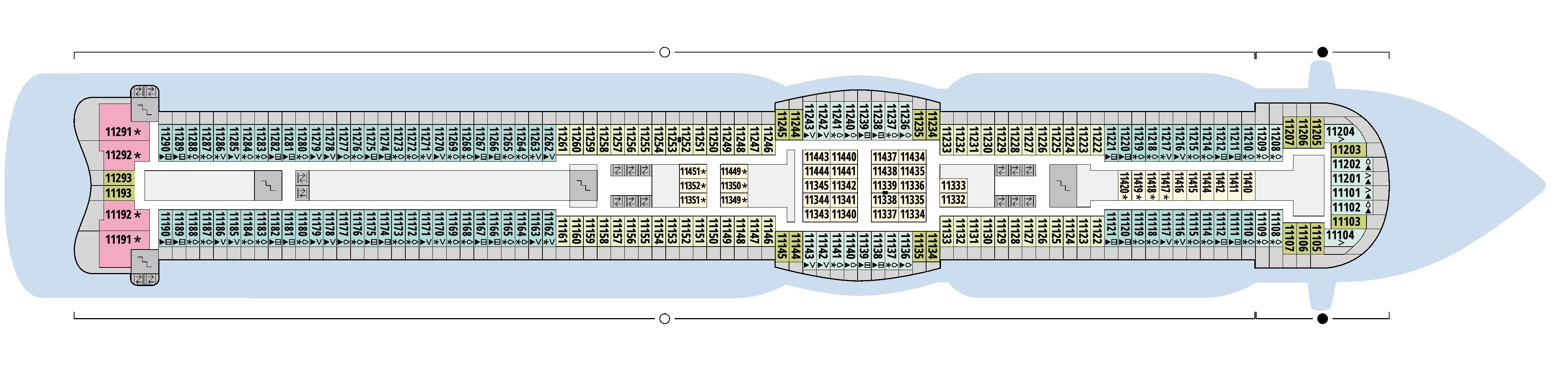 AIDAperla, Deck 11: official cabin and venue layout