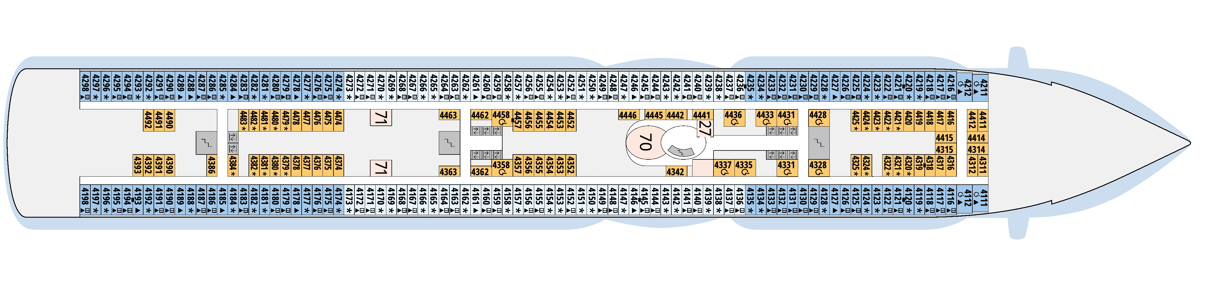 AIDAperla, Deck 4: official cabin and venue layout