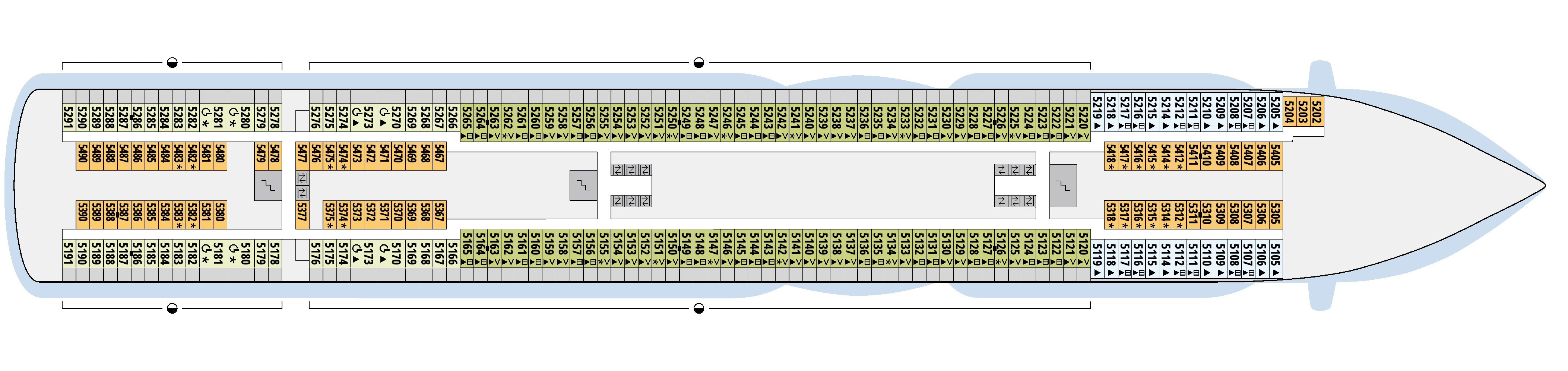 AIDAperla, Deck 5: official cabin and venue layout