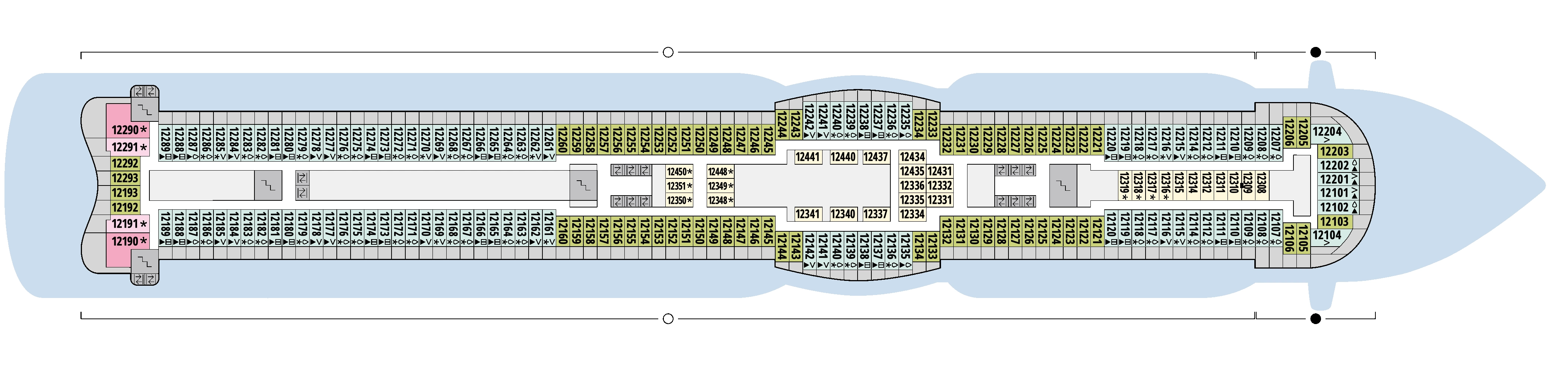 AIDAperla, Deck 12: official cabin and venue layout