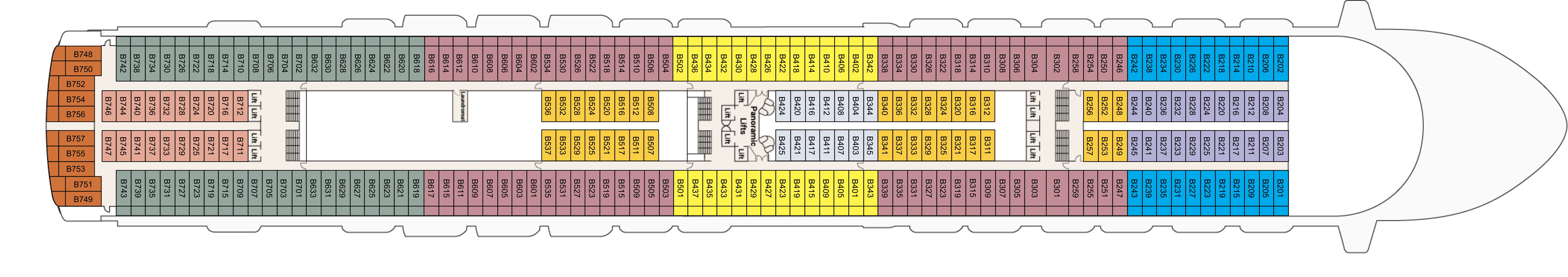 Emerald Princess, Deck 11: official cabin and venue layout