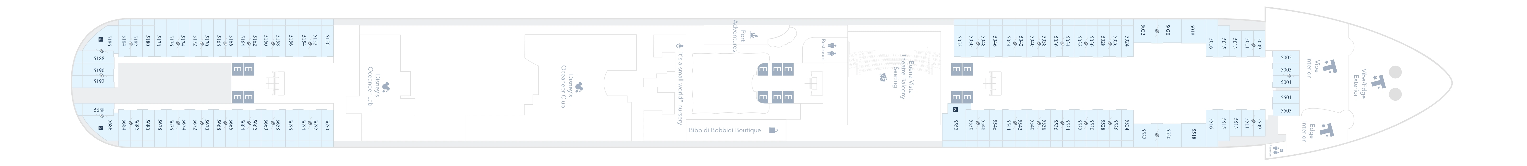 Disney Fantasy, Deck 5: official cabin and venue layout
