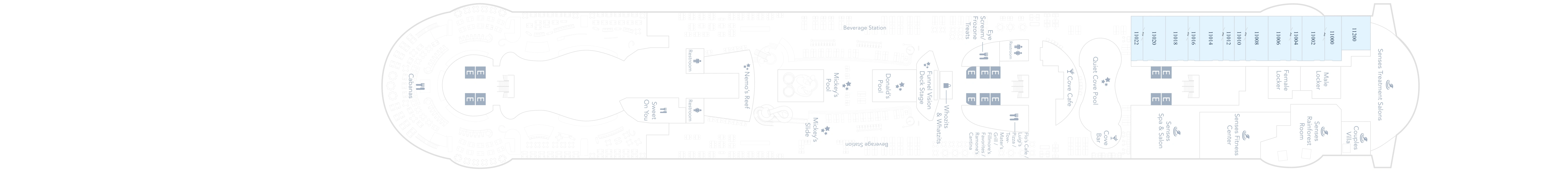 Disney Fantasy, Deck 11: official cabin and venue layout