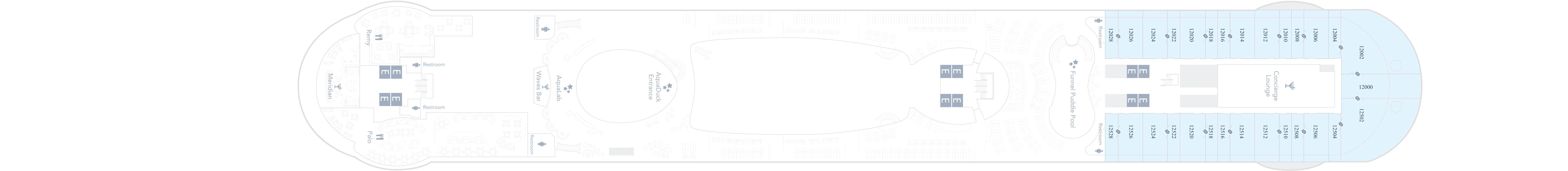 Disney Fantasy, Deck 12: official cabin and venue layout