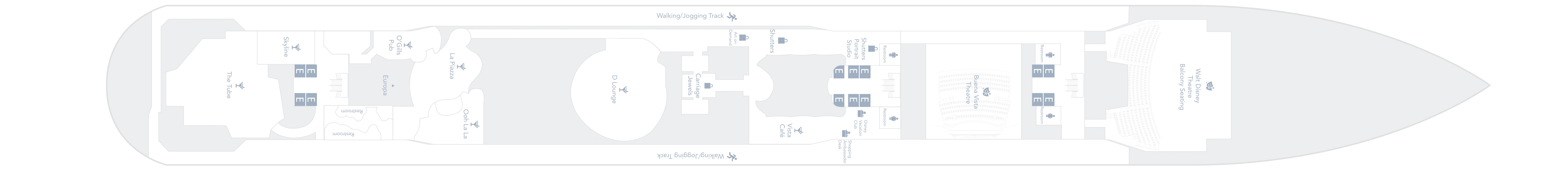 Disney Fantasy, Deck 4: official cabin and venue layout