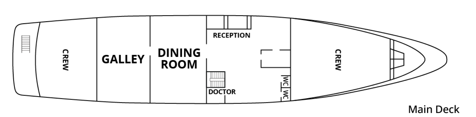 La Pinta, Deck 1: official cabin and venue layout