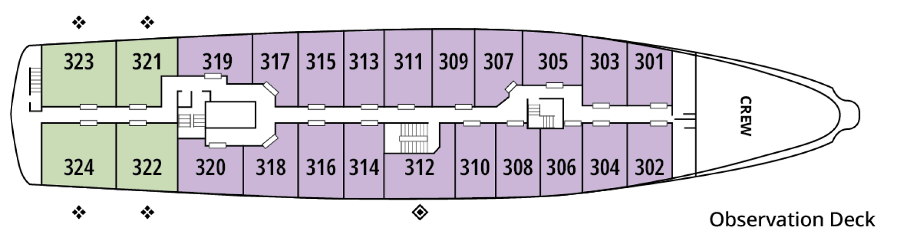 La Pinta, Deck 2: official cabin and venue layout