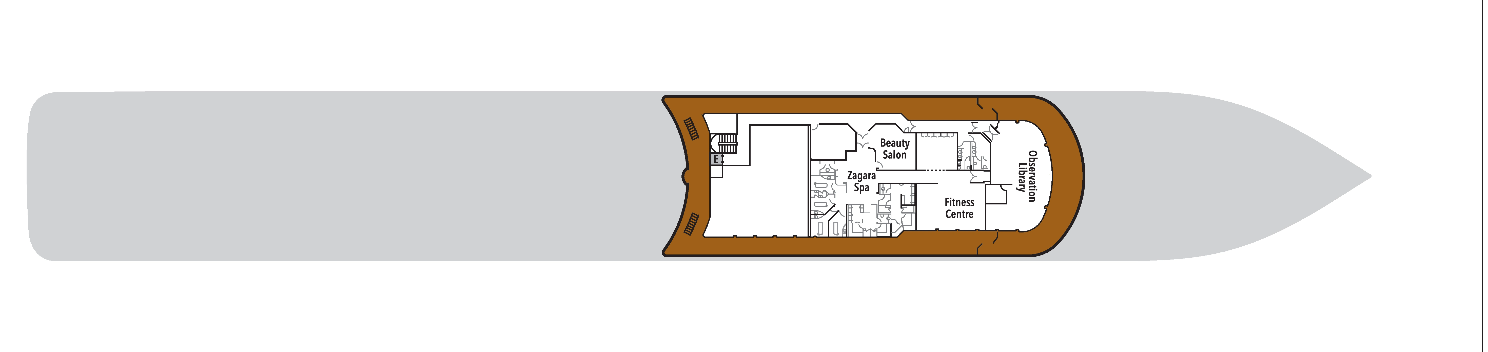 Silver Whisper, Deck 10: official cabin and venue layout