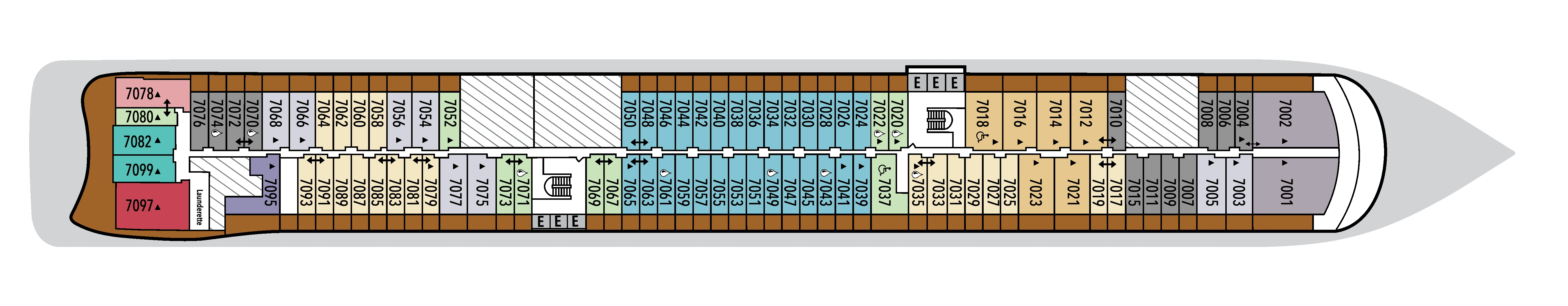 Silver Nova, Deck 7: official cabin and venue layout