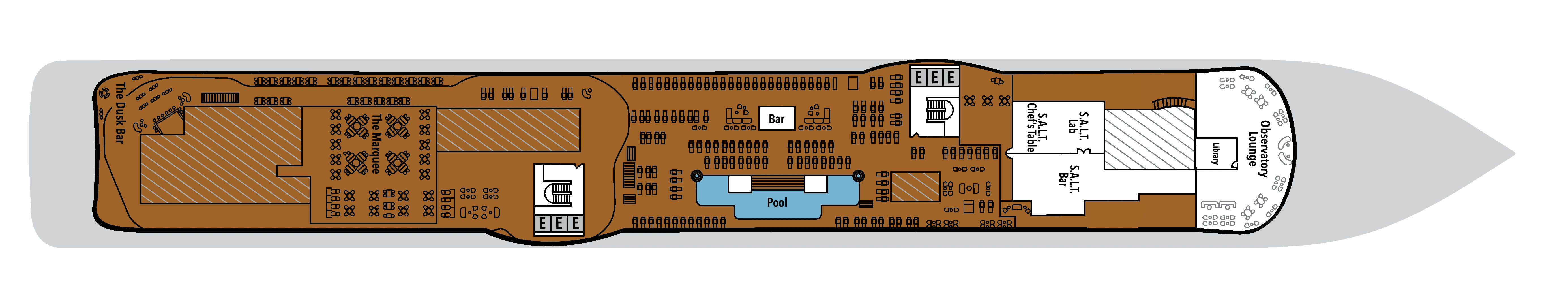 Silver Nova, Deck 10: official cabin and venue layout