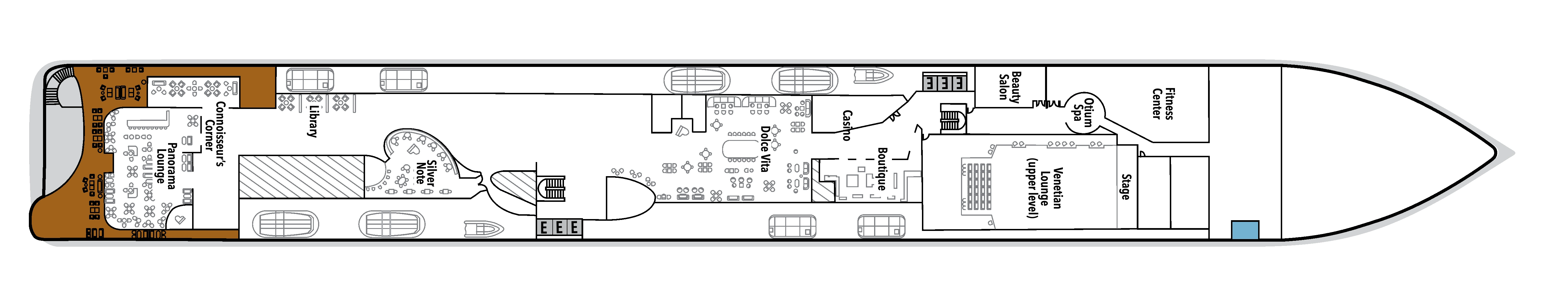 Silver Nova, Deck 5: official cabin and venue layout