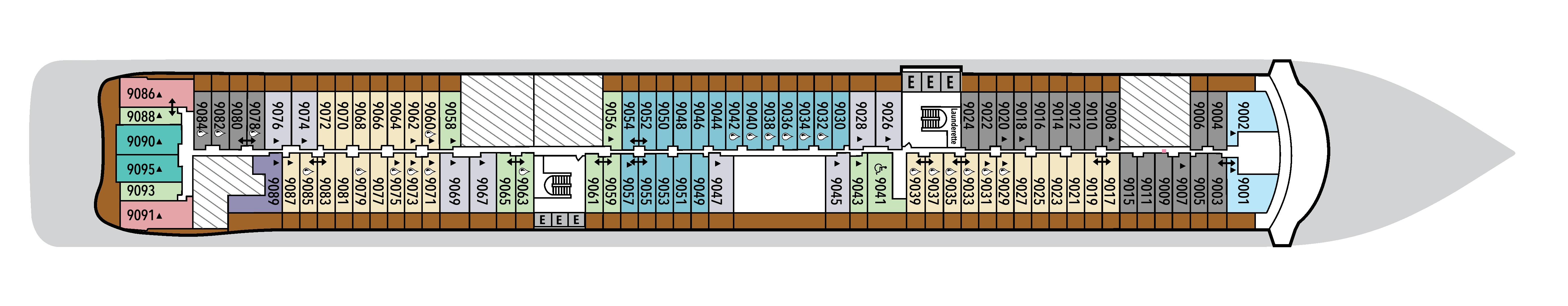Silver Nova, Deck 9: official cabin and venue layout